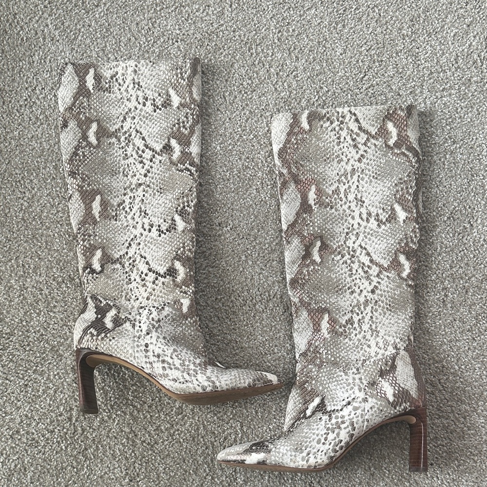 Vince Camuto Snake Print Heeled Boots